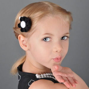 Black & White Flower Hair Clip, Pony or Headband